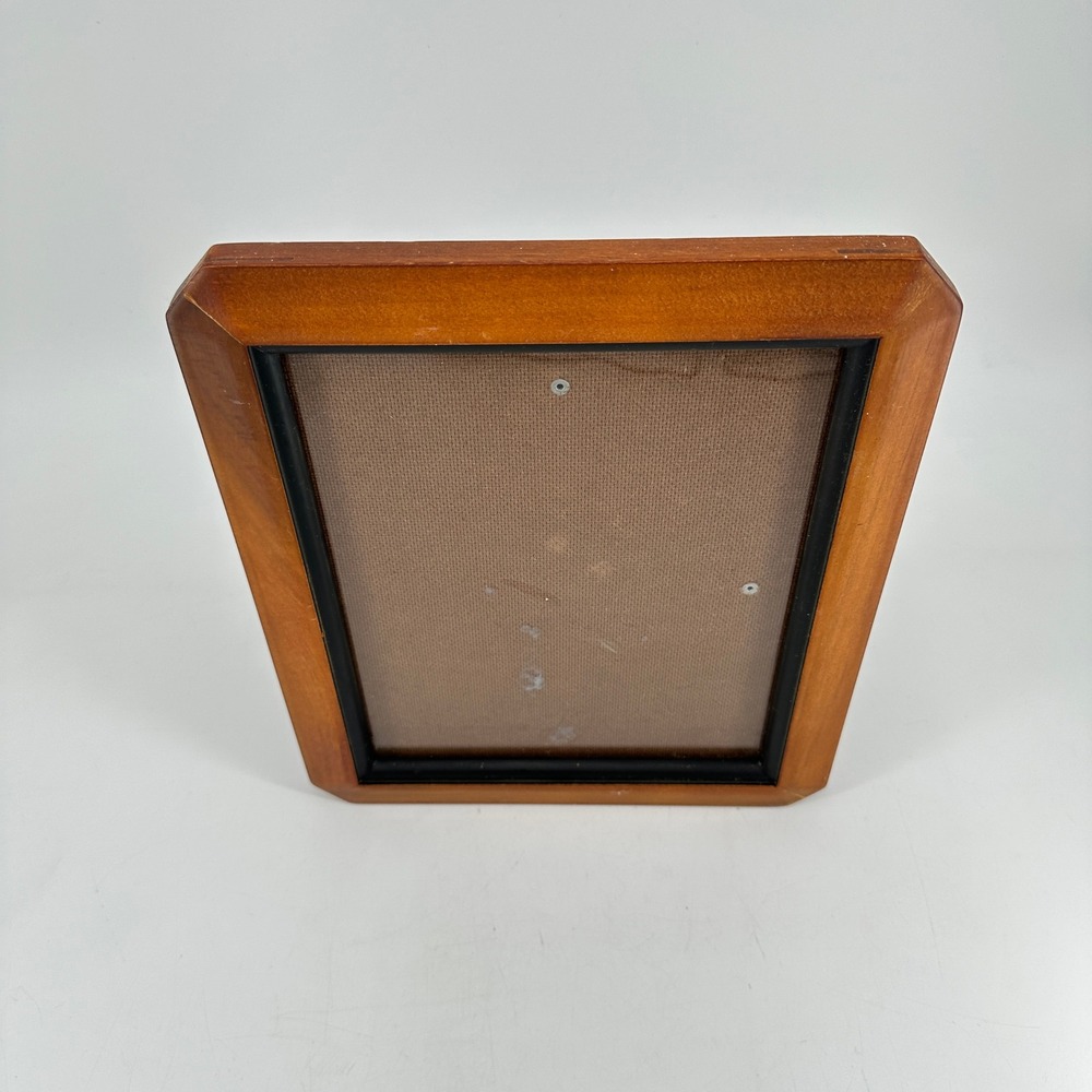 Vintage Solid Wood 8x10 Picture Frame Warm Honey Brown Black Trim Easel Back